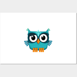 Cute blue Owl Posters and Art